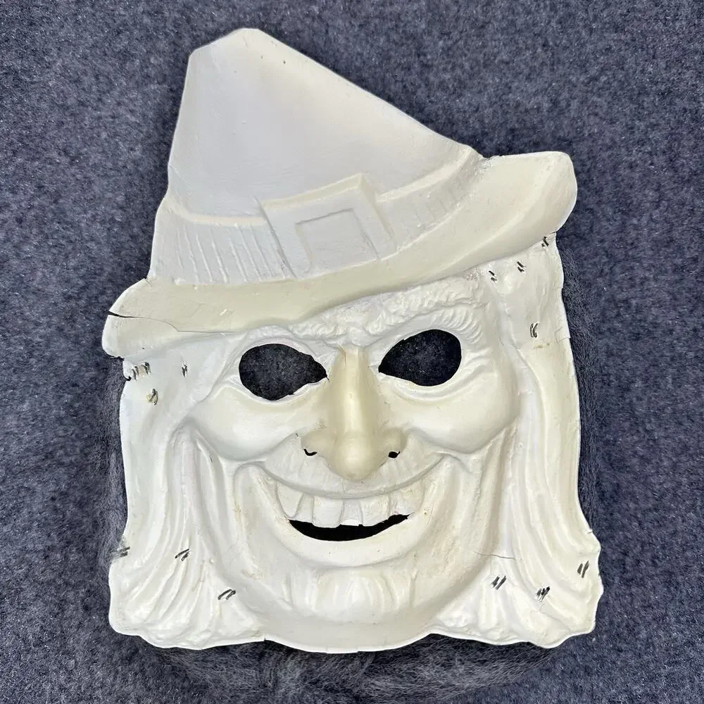 Plastic Mask Halloween Ben Cooper Vtg Witch Black Light Classic Hag 60s Cat Bat